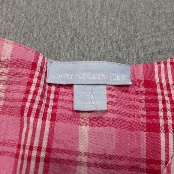 Only Necessities 90s Style Pink Plaid Pearlized Snap Front Maxi Dress 22… - Picture 6 of 14